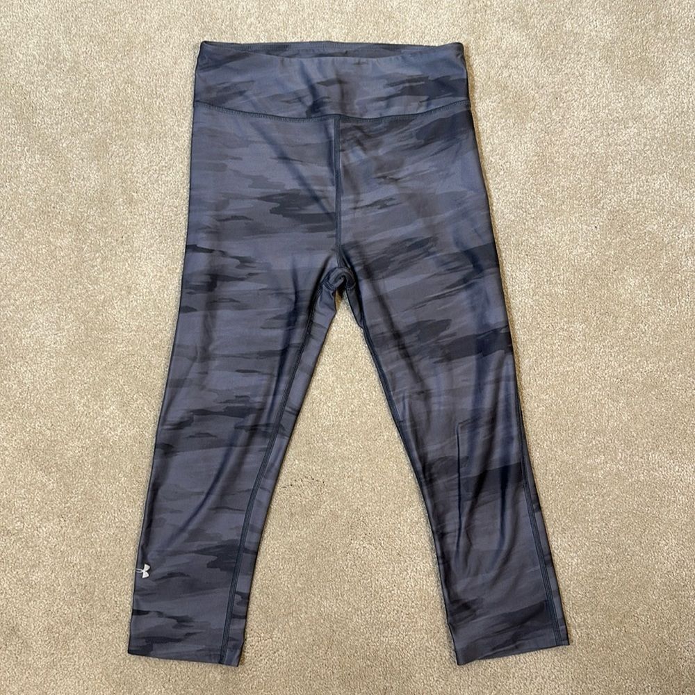 Under Armour Women Gray Stripe Compression Heat Gear Leggings Size Small - Picture 1 of 6